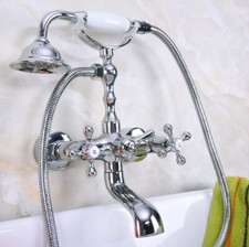 Bathtub Faucet Set Chrome Brass Bathroom Handheld Shower Water Taps Kit 2na188