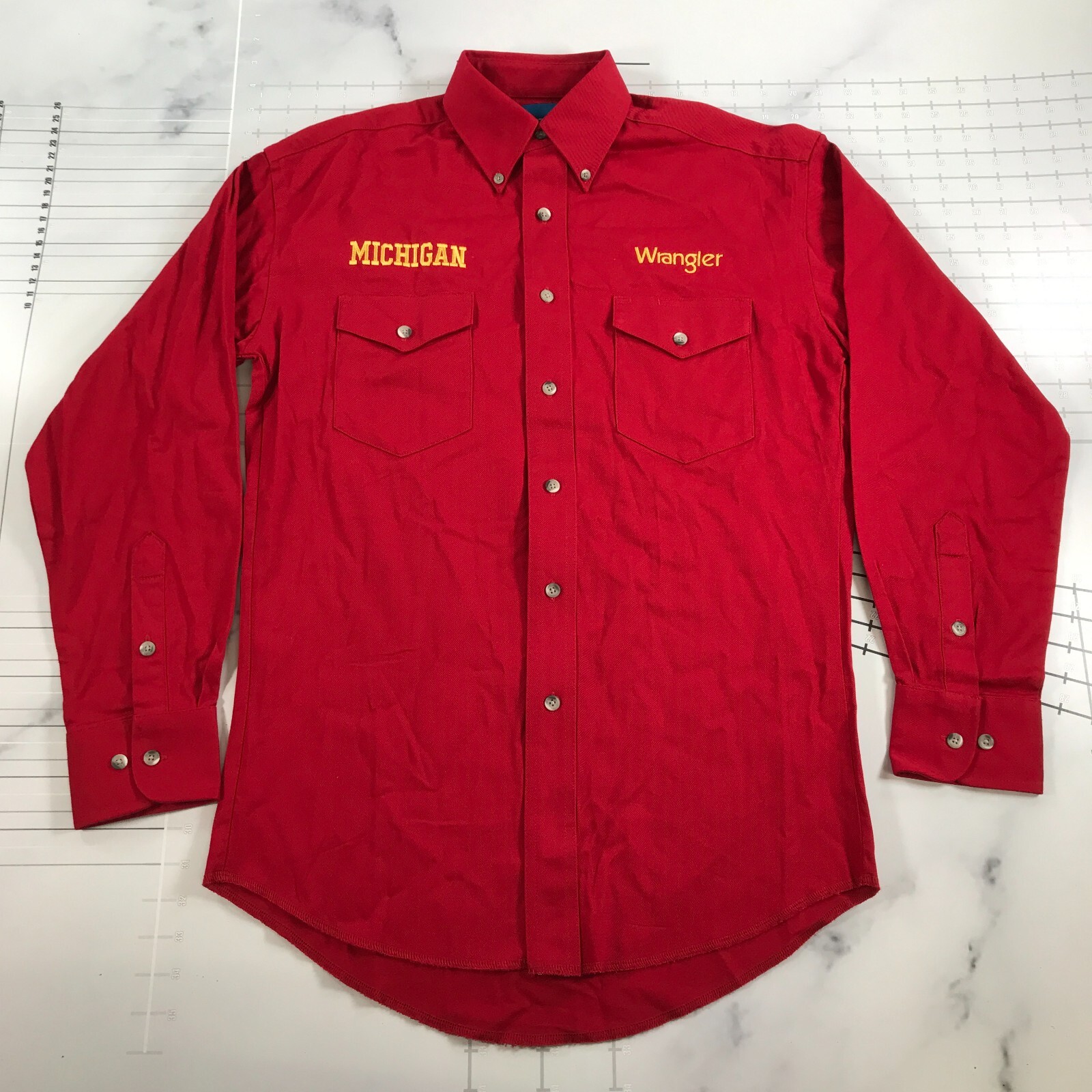 Рубашка Wrangler Western мужская 14 12 x 33 хлопок Желтая Мичиганская на пуговицах 7390₽