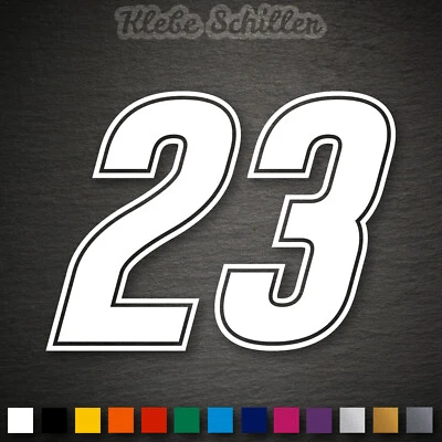 KLEBE SCHILLER 15041 Zweistellige Startnummer Aufkleber 100mm hoch Auto Startnummern Boot