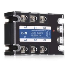 3 Phase Solid State Relay SSR-25DA DC to AC Input 3-32VDC to Output 24-480VAC...