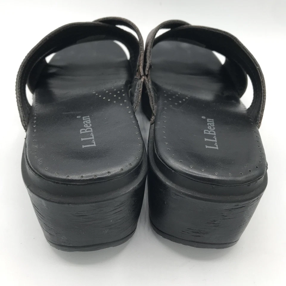 Женские сандалии-шлепанцы L.L.Bean темно-коричневые черные без застежек на танкетке размер США 9 ЕС 40 - Изображение 4 из 4