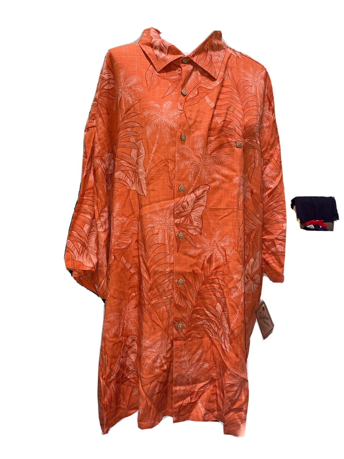 Paradise Collection Orange Hawaiian Camp Shirt 100 % Rayon Size XXL New