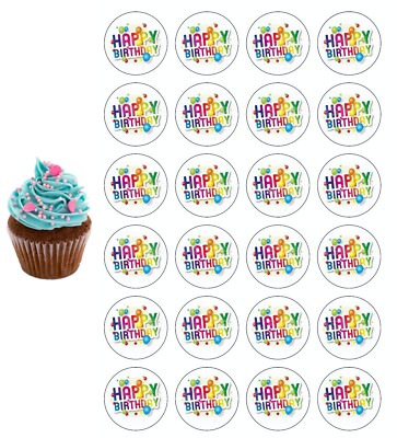 Birthday Happy Party Muffinaufleger Deko Tortenbild Geburtstag Cupcake essbar