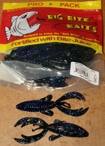 4" Rojas Fighting Frog Big Bite Baits Black BlueFlk/Saphire 4RFF-09-25 Großpackung