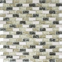 Glasmosaikfliese Naturstein GraugrüNmix Wand KüChe Bad Wc Wb87-B1152 |1 Matte
