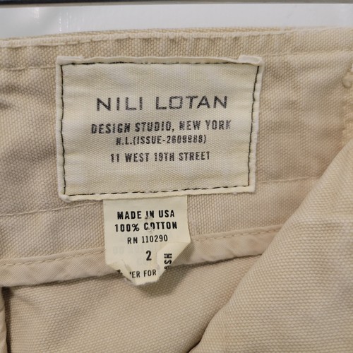 Nili Lotan Cargo Pants Womens Size 2 Beige Wide Leg 100% Cotton Canvas Low Rise - Picture 4 of 5