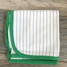 Carters Blanket Swaddle Jersey Knit Stretchy Blue White Green Trim EXCELLENT 