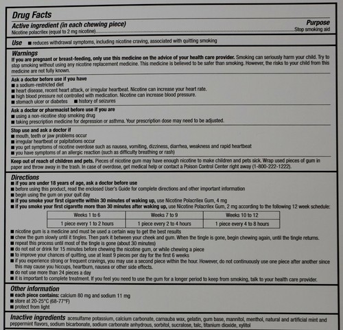 Kirkland Signature Quit 2 mg Gum Ice Mint Nicotine Stop Smoking Aid 150 Pieces - Picture 2 of 2