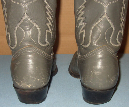 Vintage Nocona Gray Grey 14" Leather Embroidered Cowboy Boots Men's Size 9.5 D - Picture 10 of 10