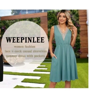 pastel green summer dress Womens WEEPINLEE Medium Light Swing Lace V Neck Sleeveless teen collection