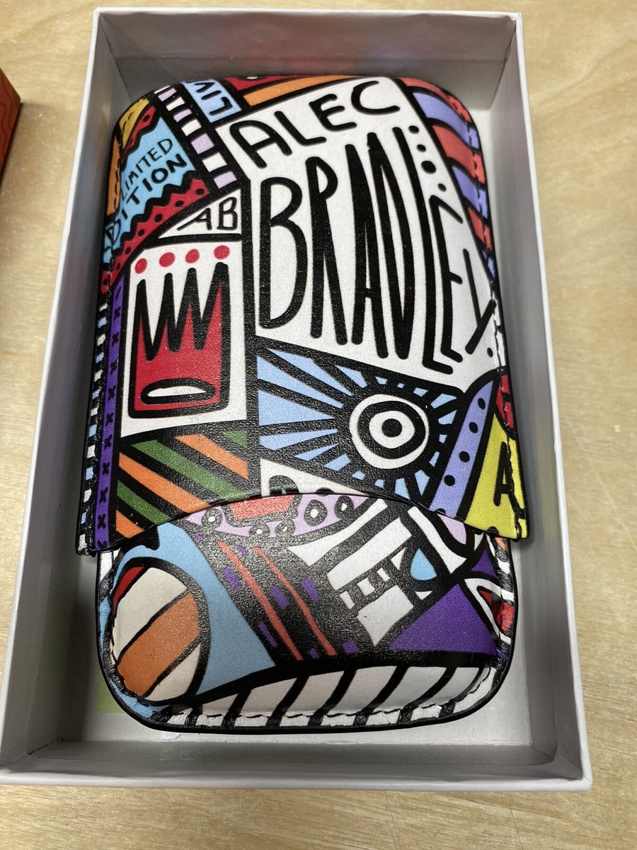 Alec Bradley 3 Finger Leather Cigar Case - Colorful Graphic - New