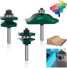 PEALIFE Stile Router Bit Set Raised Panel Rail 1/2 Inch Shank 3pc, Black