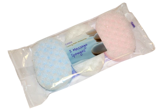 Caress Luxury Bath Accessories 3 Pack Massage Sponges-Exfoliate-Bath-Shower.