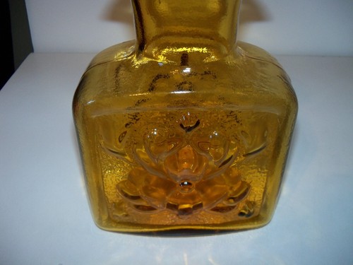 TIARA INDIANA GLASS Amber Double Spout Lotus Flower Pitcher Carafe, Signed, Vtg - Picture 5 of 10