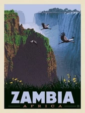 Zambia Africa Travel Poster Print  Reproduction Giclee Print 11x17