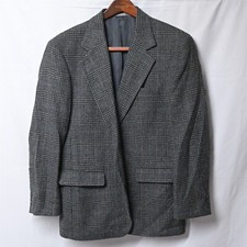 Vtg 90s Imperial by Haggar 40R Gray Glenn Plaid Tweed 2 Btn Blazer Sport Coat