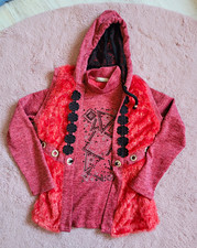 Miss Fashion Damen Pullover Rosa Kapuze Kunst...