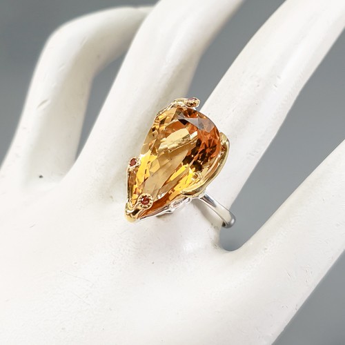 Jewellery 17ct Natural Citrine Quartz Ring 925 Sterling Silver Size 7.5 /B-R4840 - Picture 2 of 5