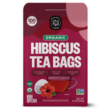 Organic Hibiscus Tea, 100 Count, Eco-Conscious Tea Bags, Caffeine Free, Packagin