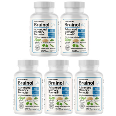 Brainol Brain Function, Memory & Mental Performance Supplement - 5 Bottles