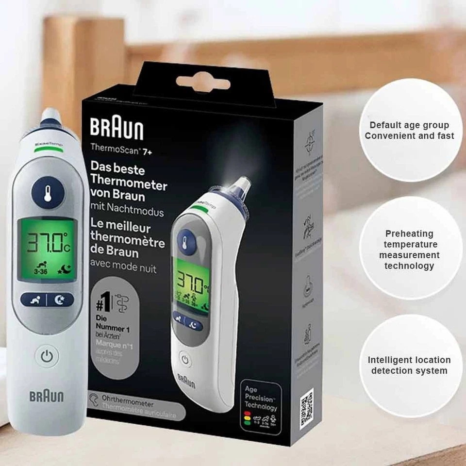 For Braun ThermoScan 7+ Ear Thermometer Age Precision with Night Mode - image 2 of 4