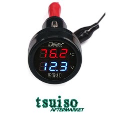 Car Temperature Gauge Voltmeter 12V-24V Display Sturdy Multifunctional
