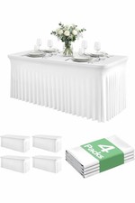 4 Pack Spandex Table Cover Skirts for 6ft Rectangle Table,Elastic Fitted Skirted