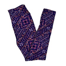 LuLaRoe Purple Turquoise Pink Southwestern Aztec Tiles Leggings One Size OS