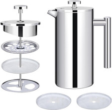 French Press Coffee Maker (34Oz/1000Ml), 304 Stainless Steel Coffee Tea Maker wi