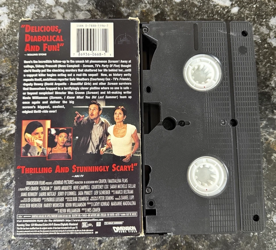 Scream 2 (VHS, 1998) Neve Campbell, Courtney Cox, Drew Barrymore HORROR NICE!! - Image 2 of 4