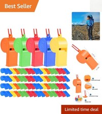72 Pcs Loud Kids Plastic Whistles with Lanyard - Great for Parties  Emergencies