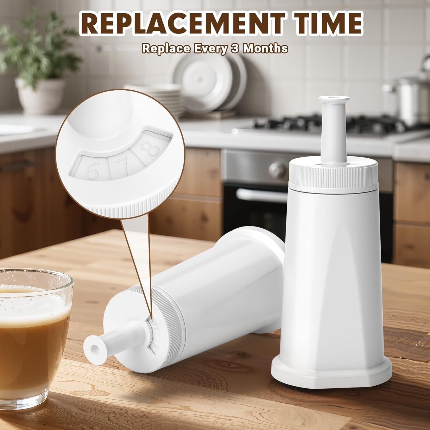 4 Pack Replacement Water Filter for Breville Barista Touch Espresso Machine BES8