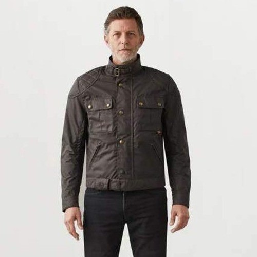 Belstaff Brooklands 2.0 Motorcycle Jacket Mens 2XL Mahogany Brown Waxed Cotton