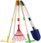 Kids Garden Tool Set Toy 4-Piece - Shovel, Rake, Hoe, Leaf Rake, Wooden Gardenin