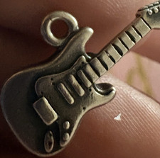 James Avery Electric Guitar Shaped Charm Pendant, Silver Tone