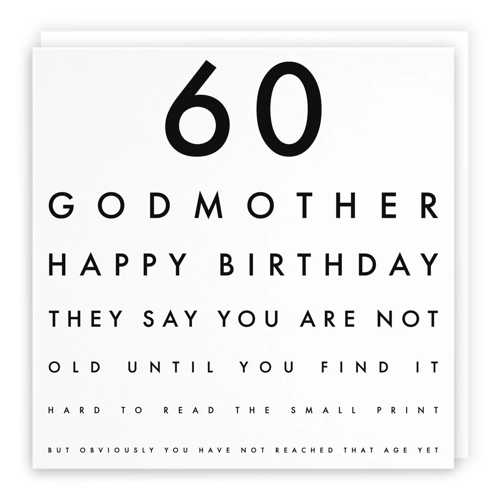 60th Godmother Funny Eye Sight Birthday Card Letters