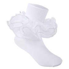 LGFKJNNJ Girls Ruffle Socks 4-Layer Toddler Big Lace 1-3T, 1 Pairs-white