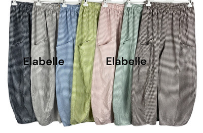 NEW LADIES SUMMER CHECKED GINGHAM 2 POCKETS COMFY 2 POCKET HAREM STYLE TROUSERS