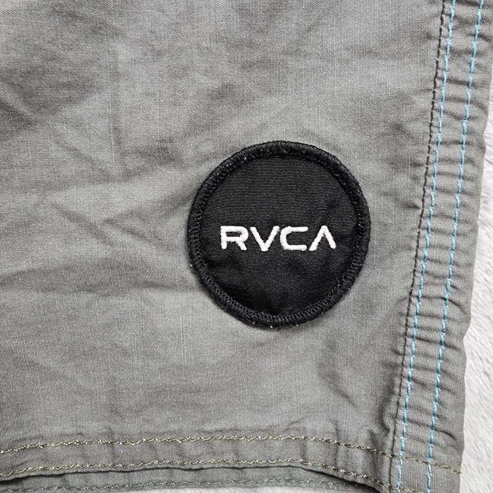 Pantalones Cortos de Tablero RVCA Para Hombres 31 Azul Naranja Gris Rayas De Colección Cepillado Corbata Frontal Foto 2 de 4