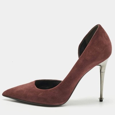 Tom Ford Burgundy Suede Dorsay Pointed Toe Pumps Size 38
