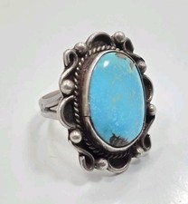 Beautiful Vintage Native American Sterling Silver 925 Turquoise Ladies Ring 8.75