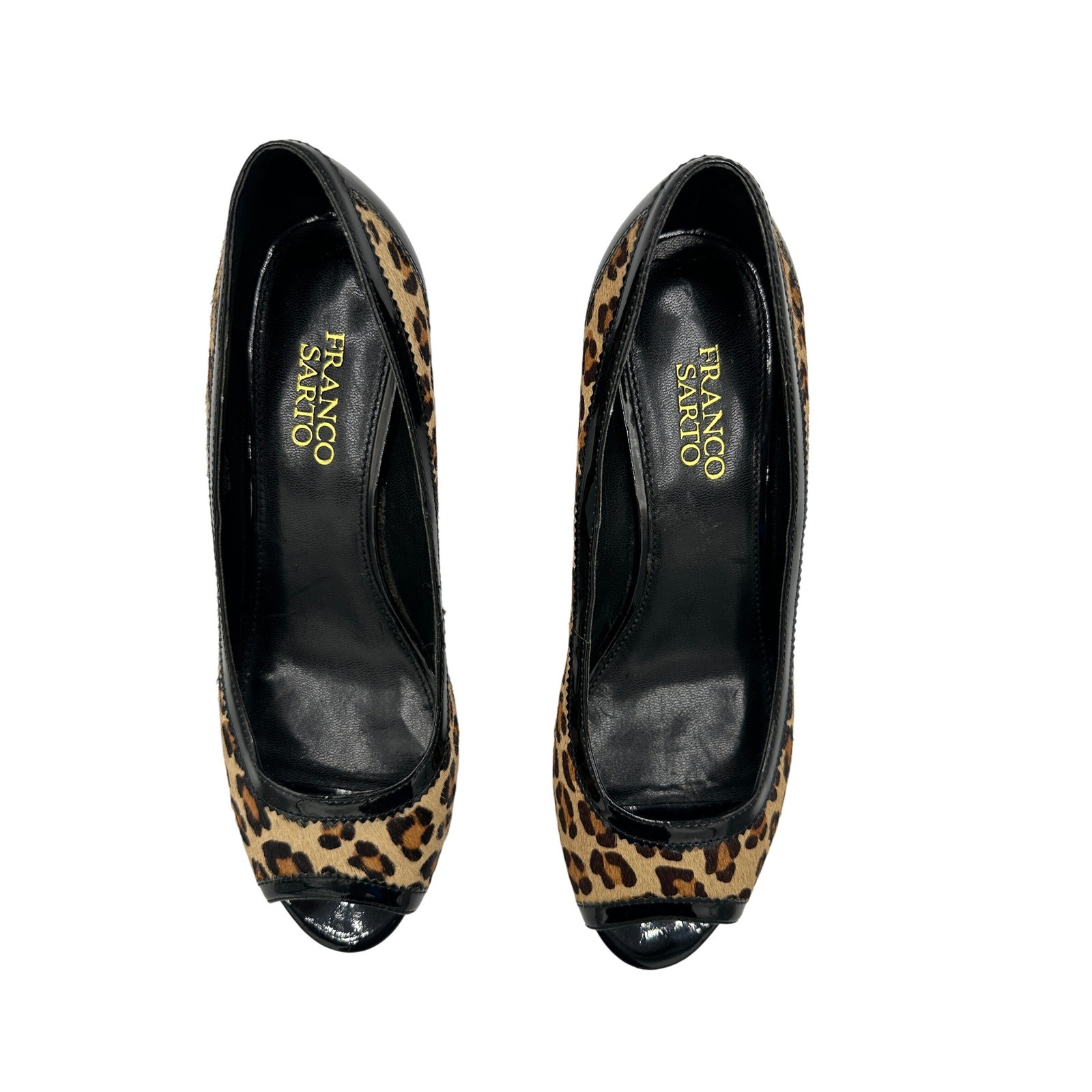 Franco Sarto L-Notion Leopard Print Real Fur Peep… - image 2