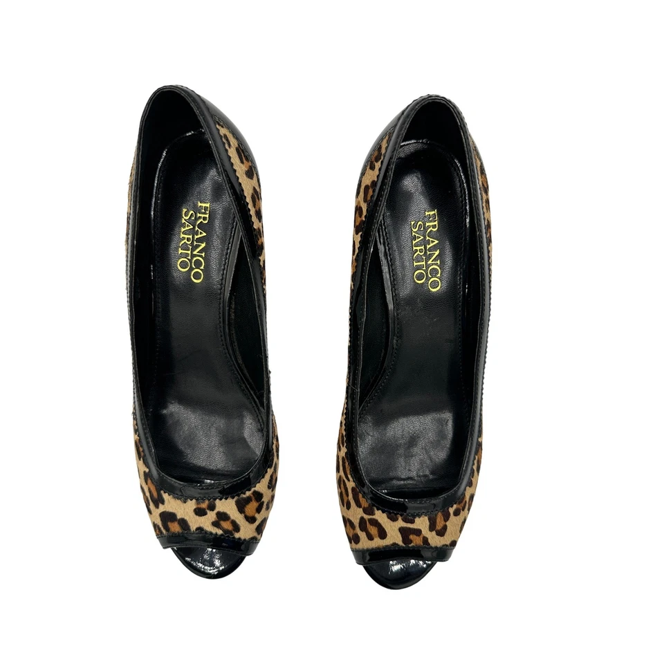 Tacones Franco Sarto L-Notion estampado de leopardo piel real punta abierta talla 8M Foto 2 de 4