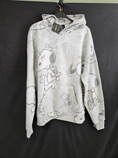 Peanuts Snoopy Woodstock Cream Hooded Sweatshirt Men s Hoodie Med M NWT New