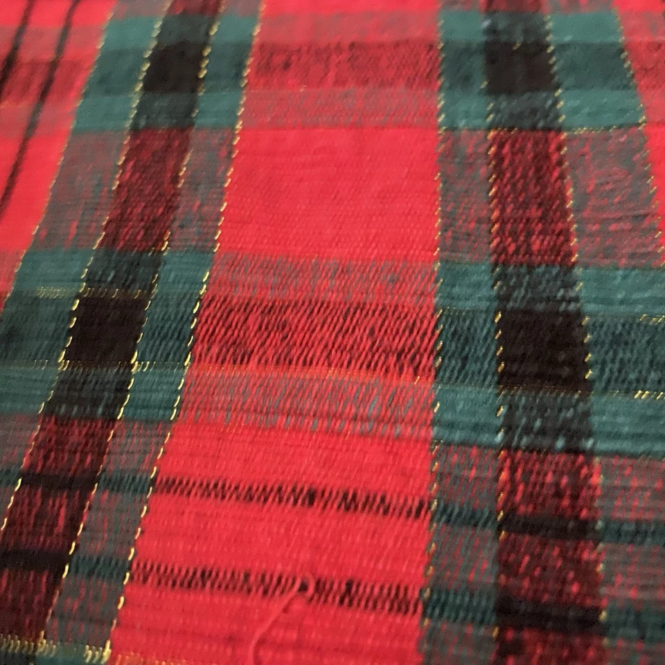 Crate & Barrel placemats tartan plaid red green gold Christmas set of 5 vintage - Image 3 of 4