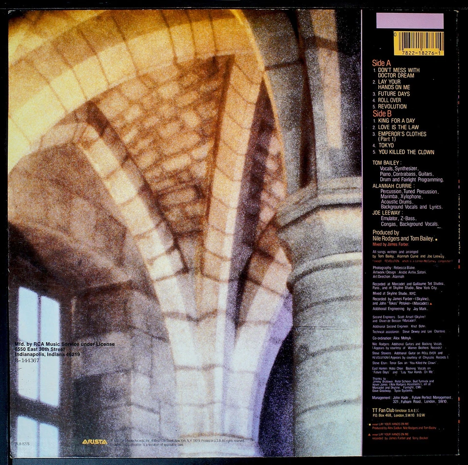 Thompson Twins - Here's To Future Days - LP record [NHB5-102] USA - Image 2 of 3