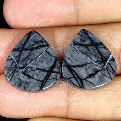 24.20 Cts Natürlicher Picasso Jasper Cabochon Loser Edelstein 18x20x4mm Paar