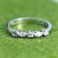 Size 6.25, VTG sterling 925 silver ring with cluster CZ, stackable wedding band