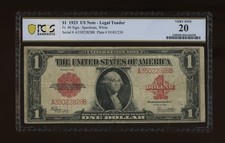 DBR 1923 $1 Legal Tender Red Seal Fr. 40 PCGS-B VF-20 Serial A35022828B