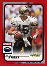 DREW BREES: 2001 Score ROOKIE card #272 (Purdue Boilermakers). rookie card picture